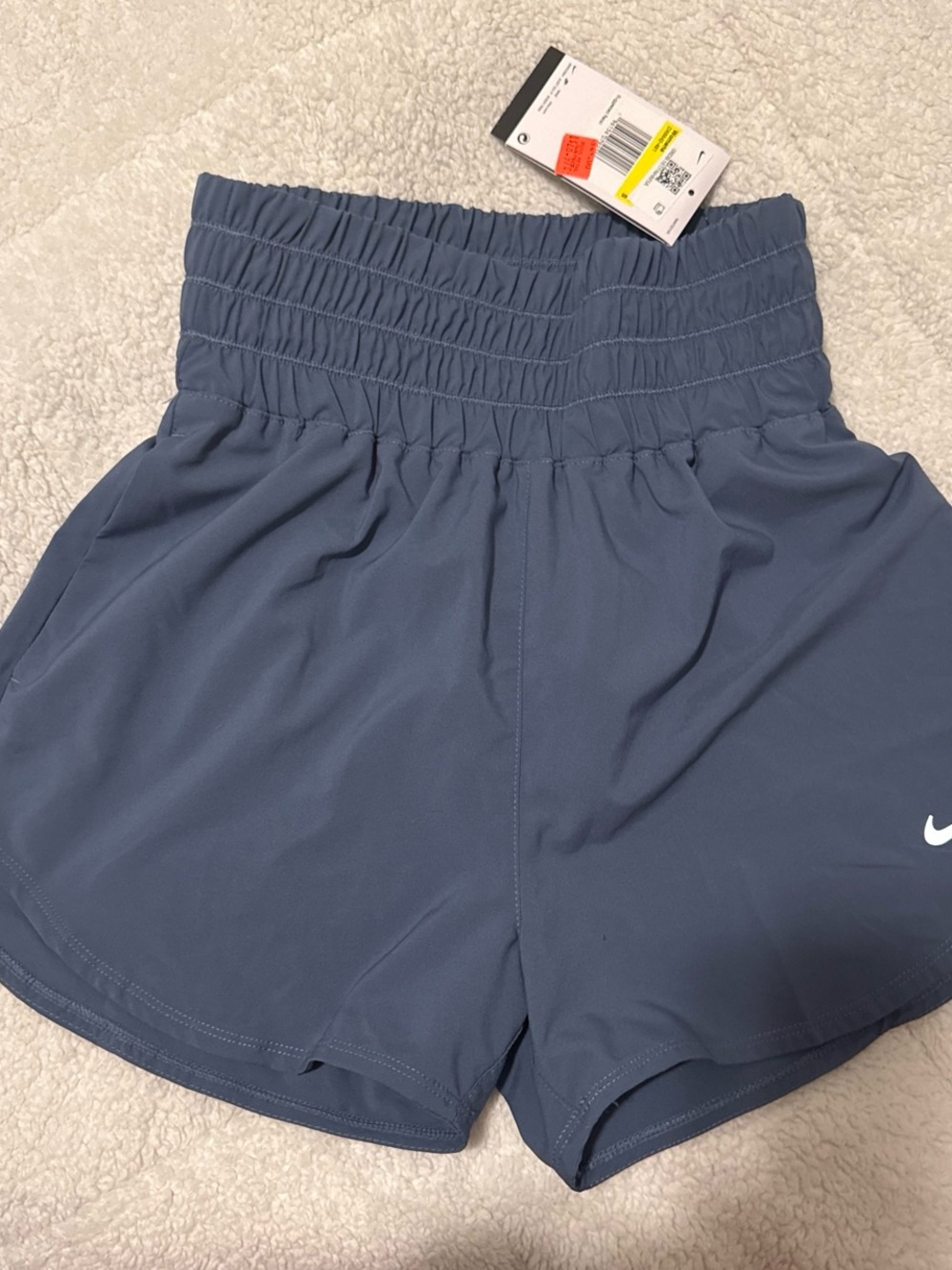 Nike Women's High-Waist Smocked Athletic Shorts - Slate Blue
